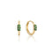 14kt Gold Tourmaline Emblem Huggie Hoop Earrings